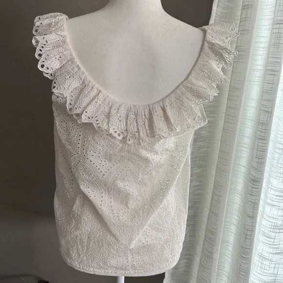 Sezane 100% cotton flutter sleeve blouse - Picture 5 of 9